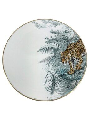 Hermes Plate Carnets D'equateur 27 Jaguar Tiger Dinner Ceramic Multicolor